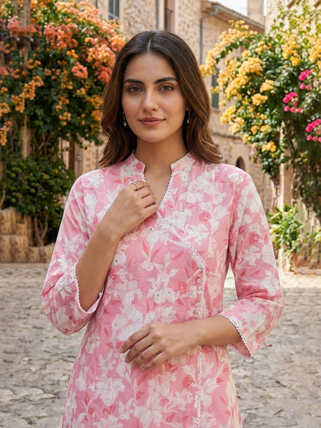 Printed Cotton Kurta With Pant &amp; Dupatta