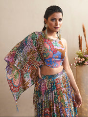 Sequin Embroidered Georgette Choli With Lehenga