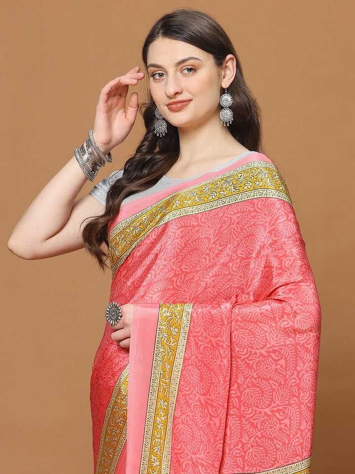 Floral Printed Crepe Woven Saree