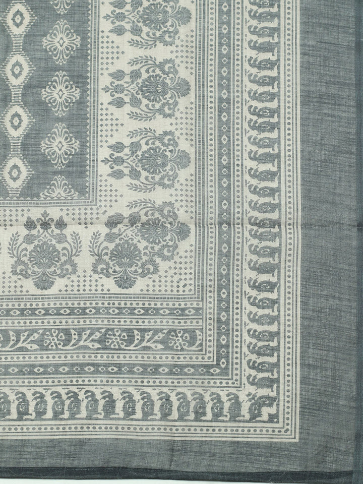Embroidered Cotton Blend Unstitched Suit With Pant &amp; Dupatta