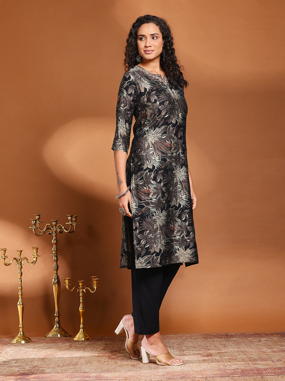 Printed Cotton Blend Kurta With Pant &amp; Dupatta