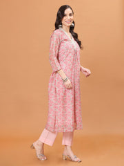 Floral Printed Cotton Kurta With Pants