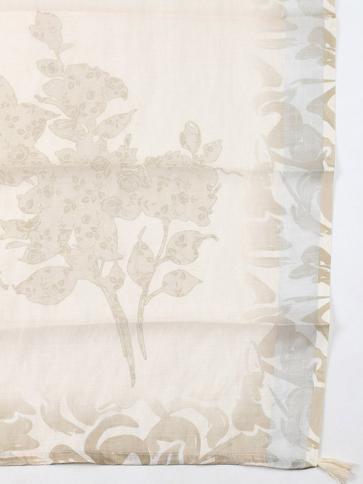 Embroidered Linen Blend Unstitched Suit With Pant &amp; Dupatta