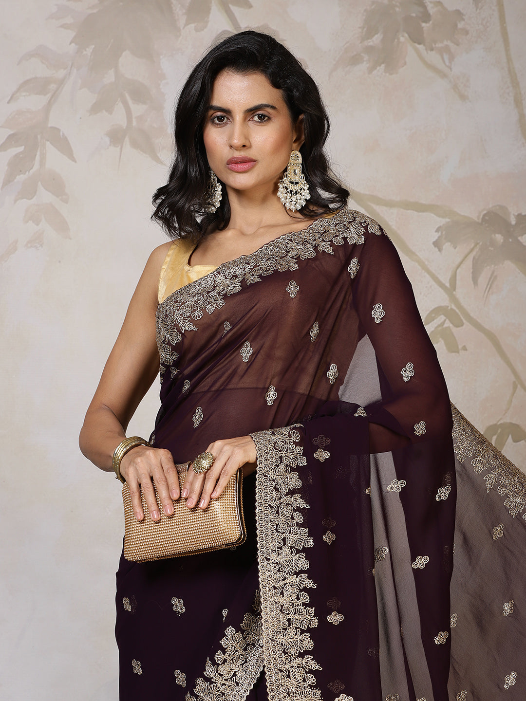 Zari Embroidered Georgette Saree