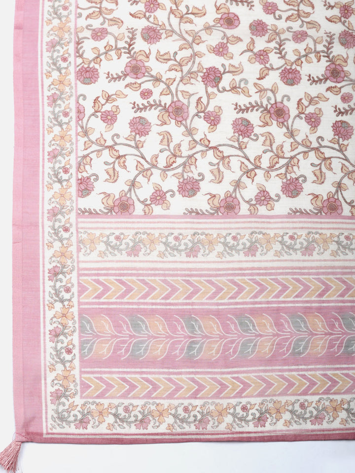 Embroidered Cotton Blend Unstitched Suit With Pant &amp; Dupatta