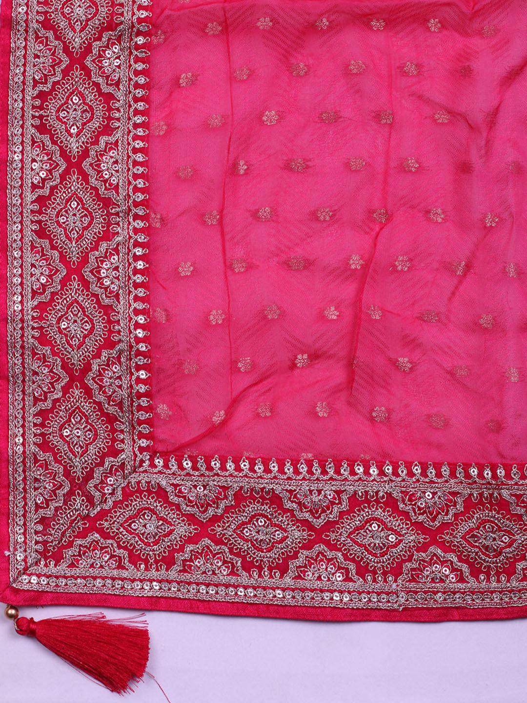 Neck Embroidered Chanderi Unstitched Suit With Dupatta