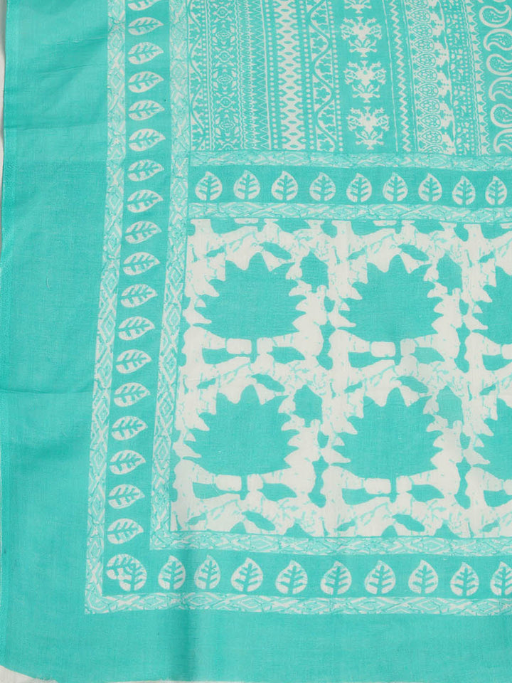 Printed Cotton Blend Unstitched Suit With Dupatta