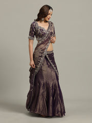 Embroidered Tissue Choli With Lehenga & Dupatta