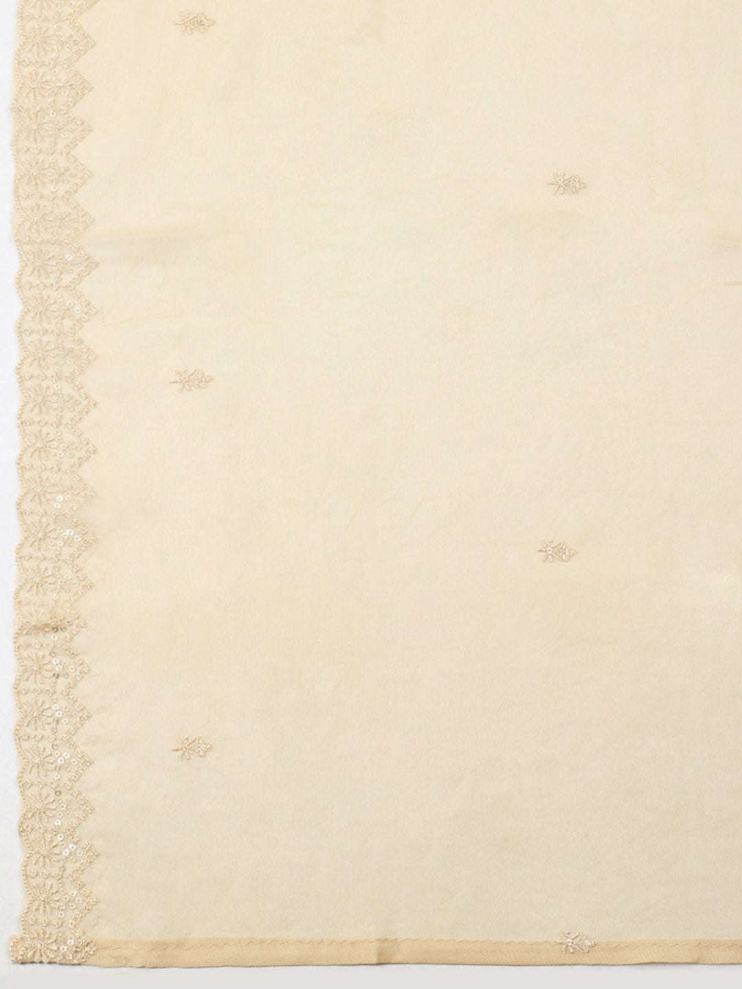Embroidered Chanderi Unstitched Suit With Pant &amp; Dupatta