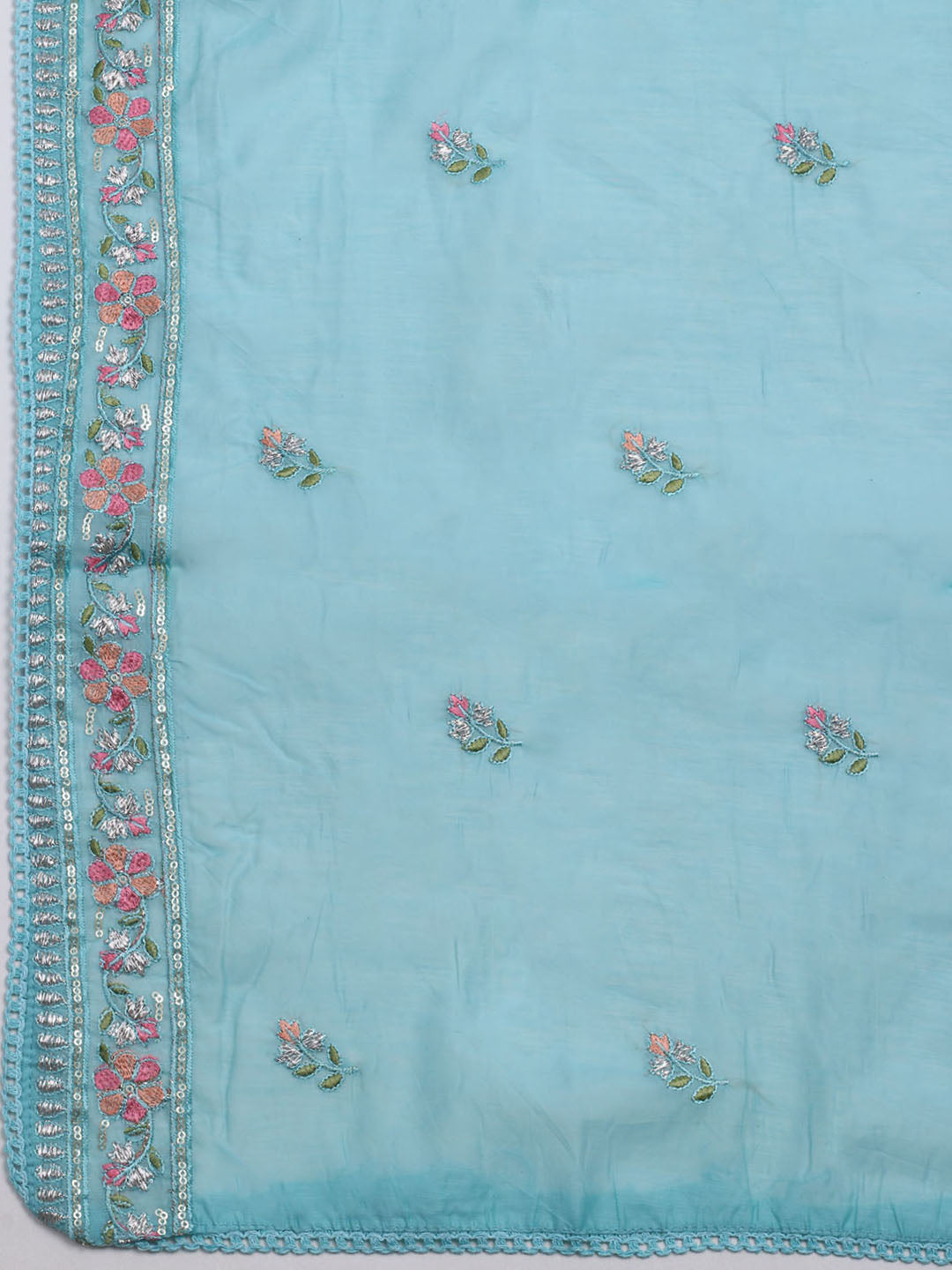 Embroidered Organza Unstitched Suit With Dupatta