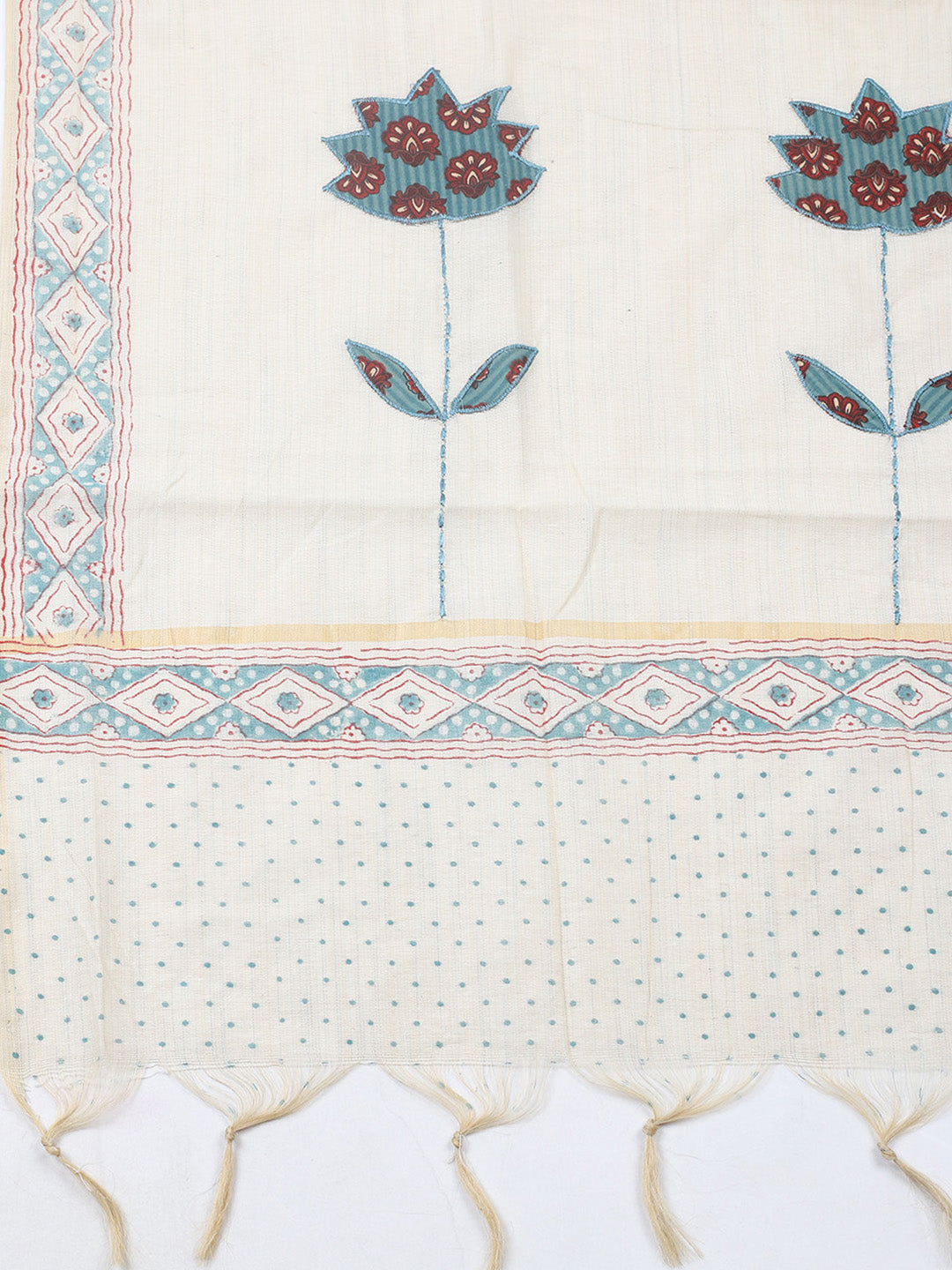 Printed Cotton Blend Unstitched Suit With Pant &amp; Dupatta