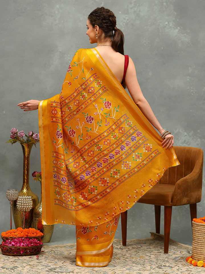 Floral Printed Cotton Blend Saree