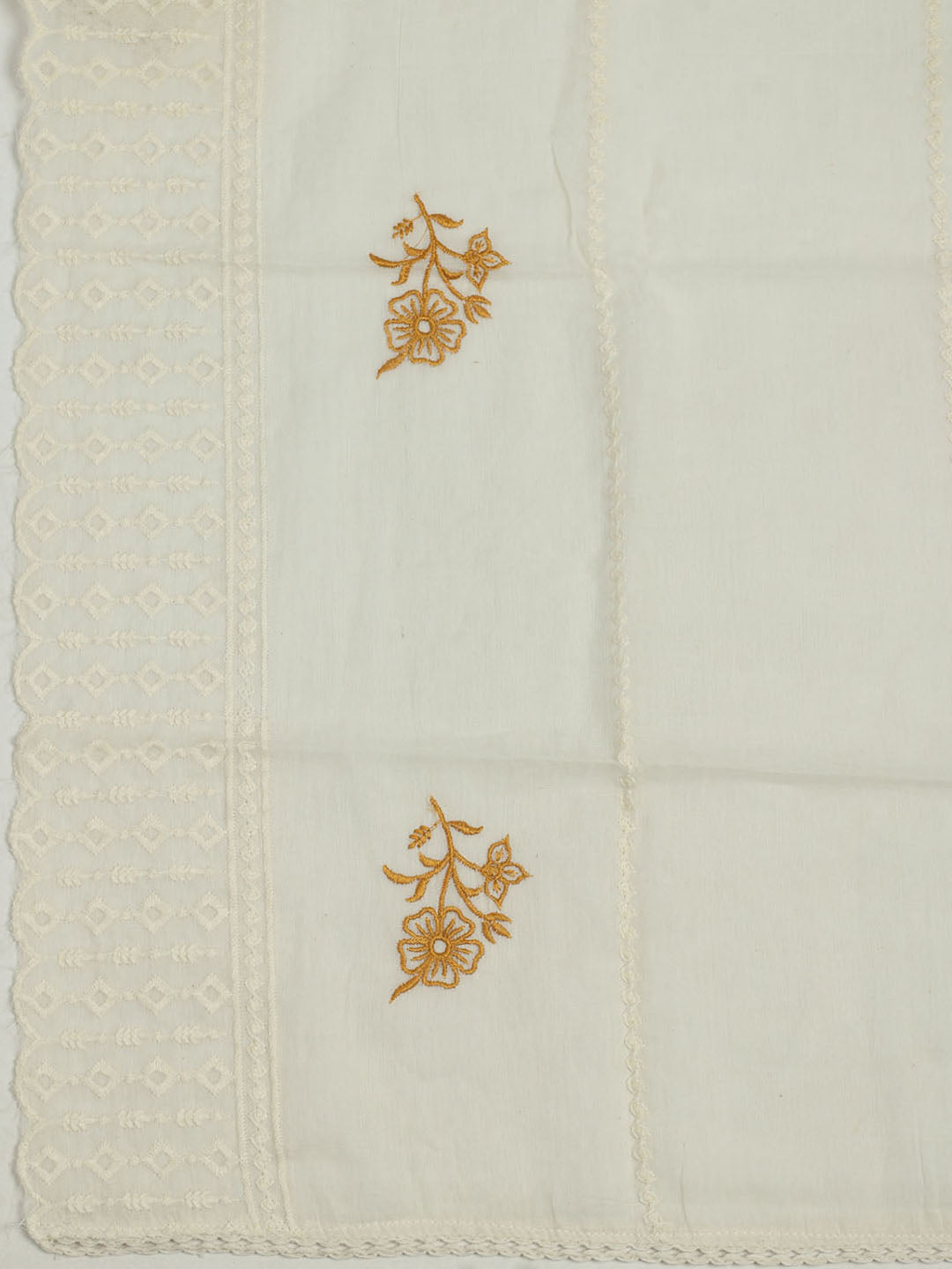 Printed Cotton Unstitched Suit With Pant &amp; Dupatta