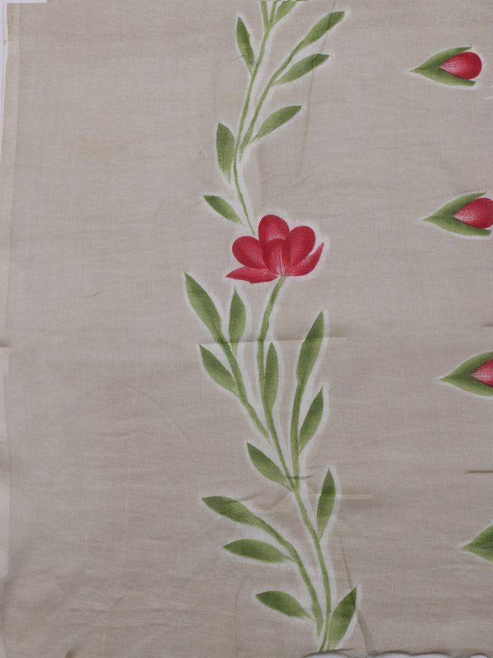 Floral Printed Cotton Blend Unstitched Suit With Dupatta