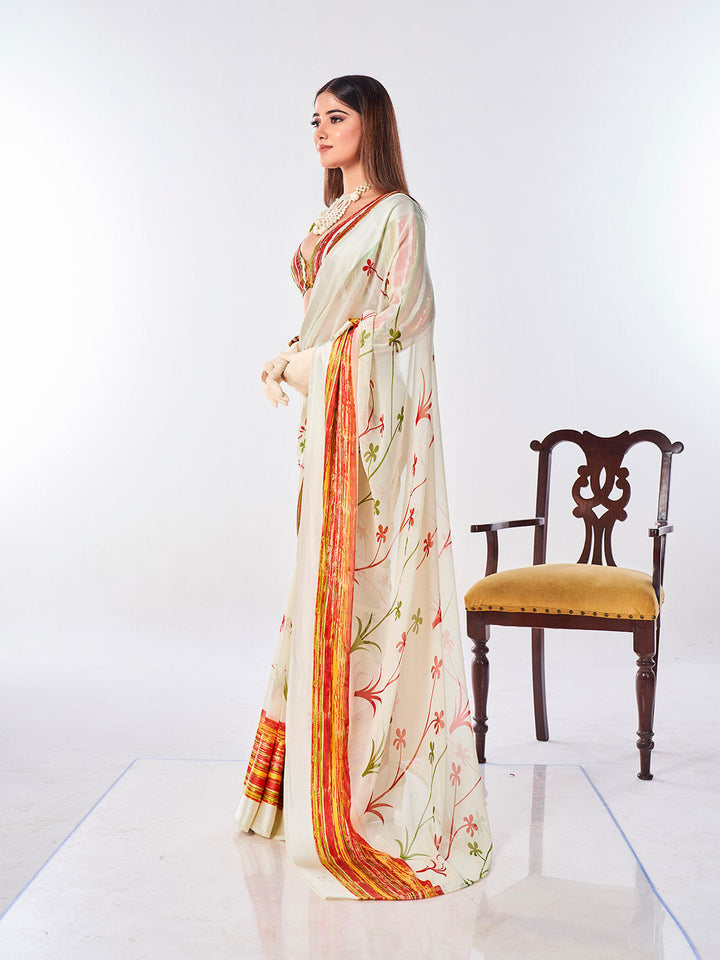Floral Printed Georgette Saree