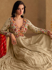 Embroidered Georgette Gown With Dupatta