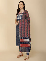 Printed Cotton Unstitched Suit Piece With Dupatta