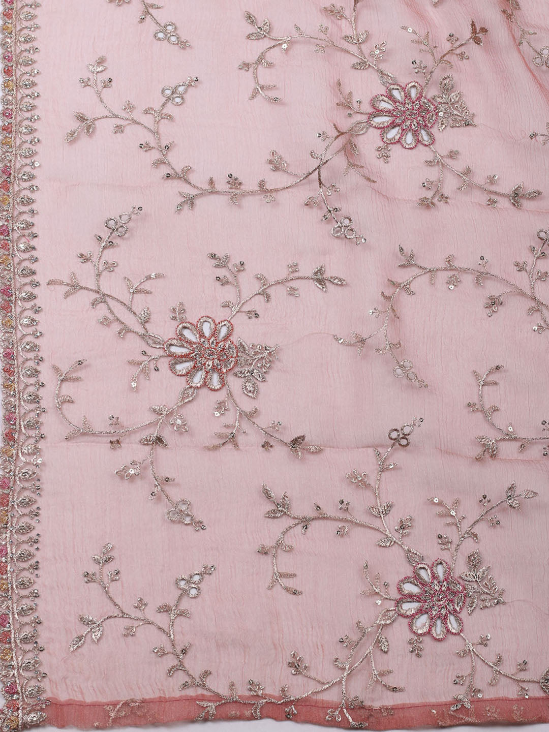 Embroidered Organza Unstitched Suit With Dupatta