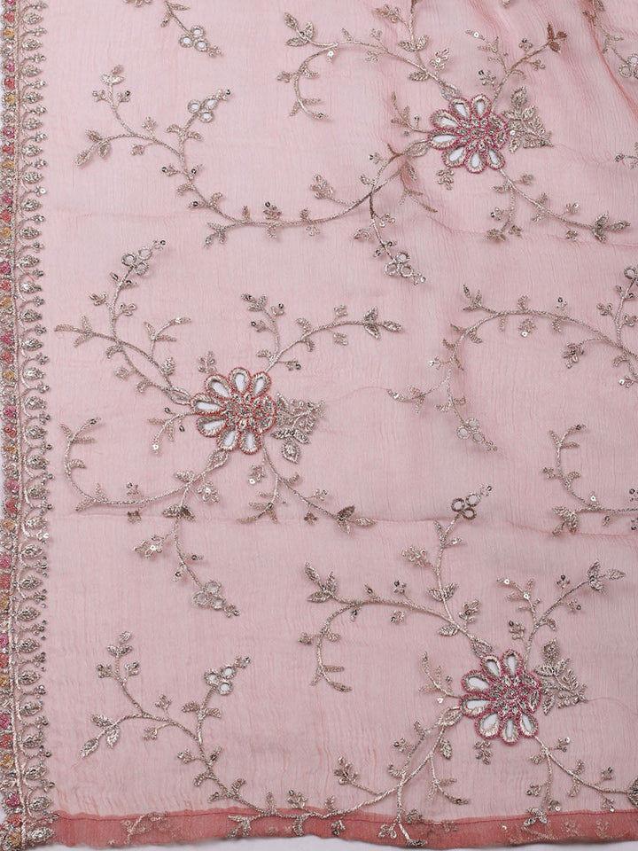 Embroidered Organza Unstitched Suit With Dupatta