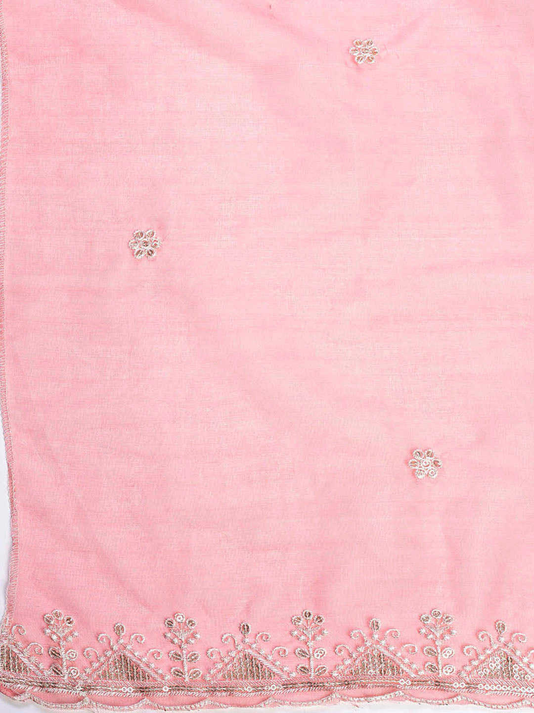 Neck Embroidered Chanderi Unstitched Suit With Dupatta