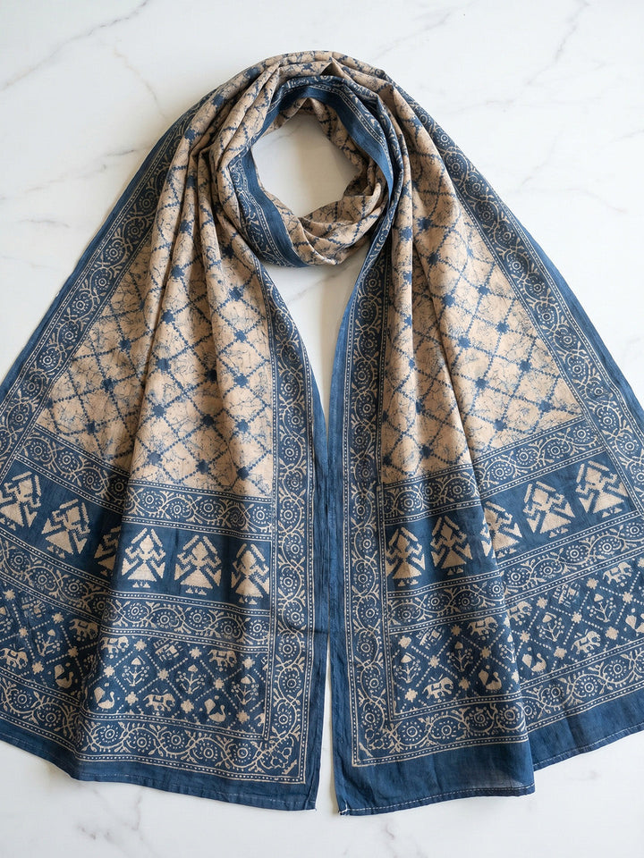 Printed Cotton Blend Unstitched Suit With Pant &amp; Dupatta