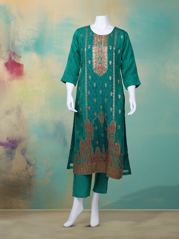 Bandhani Printed Organza Kurta With Pants &amp; Dupatta