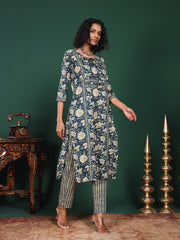 Printed Cotton Blend Suit With Pant & Dupatta