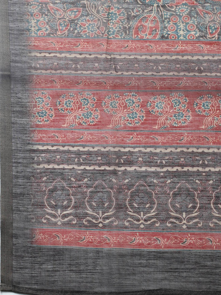 Embroidered Chanderi Unstitched Suit With Pant &amp; Dupatta