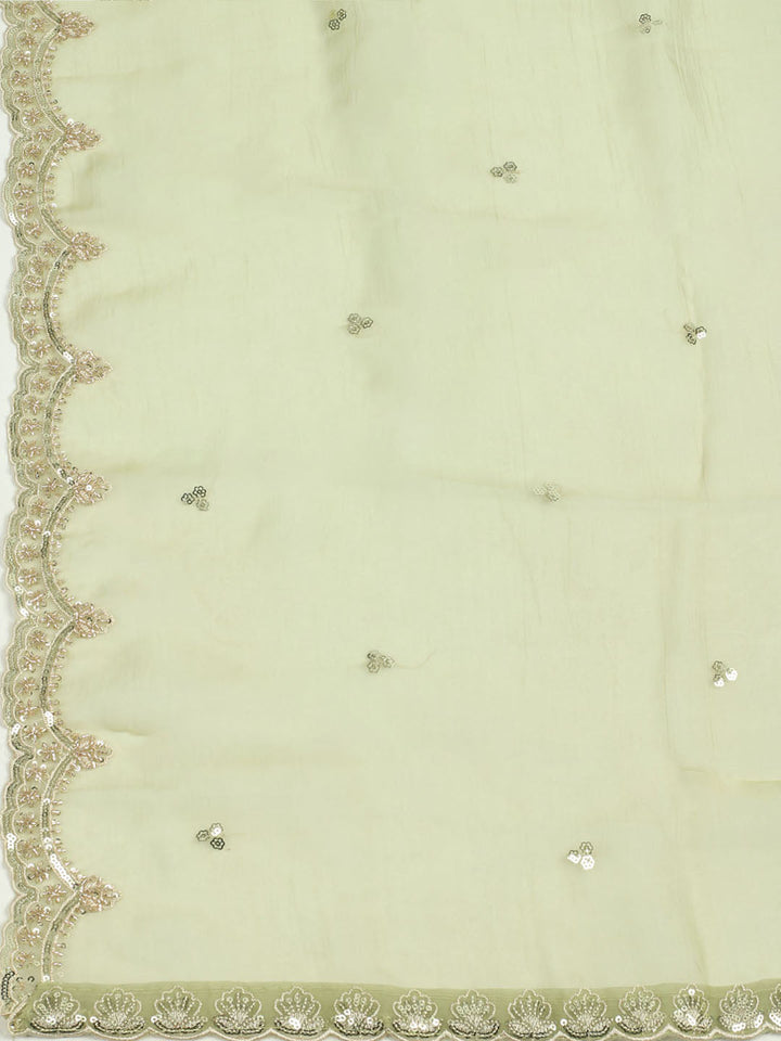 Embelished Organza Unstitched Suit With Dupatta