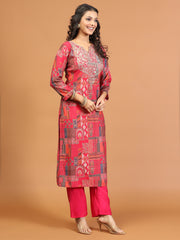 Digital Printed Muslin Kurta With Pants