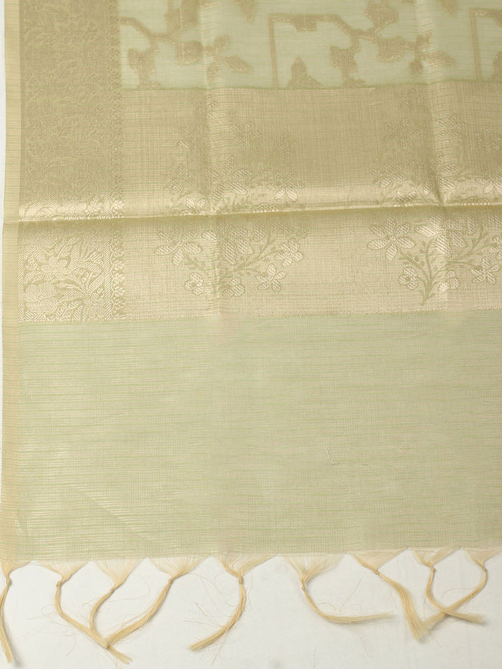 Embroidered Tissue Unstitched Suit With Pant &amp; Dupatta