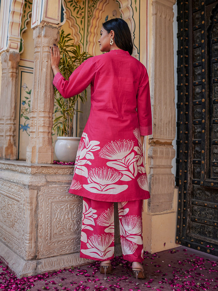 Printed Cotton Blend Kurta With Pants