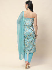 Floral Print Cotton Unstitched Suit Piece With Dupatta