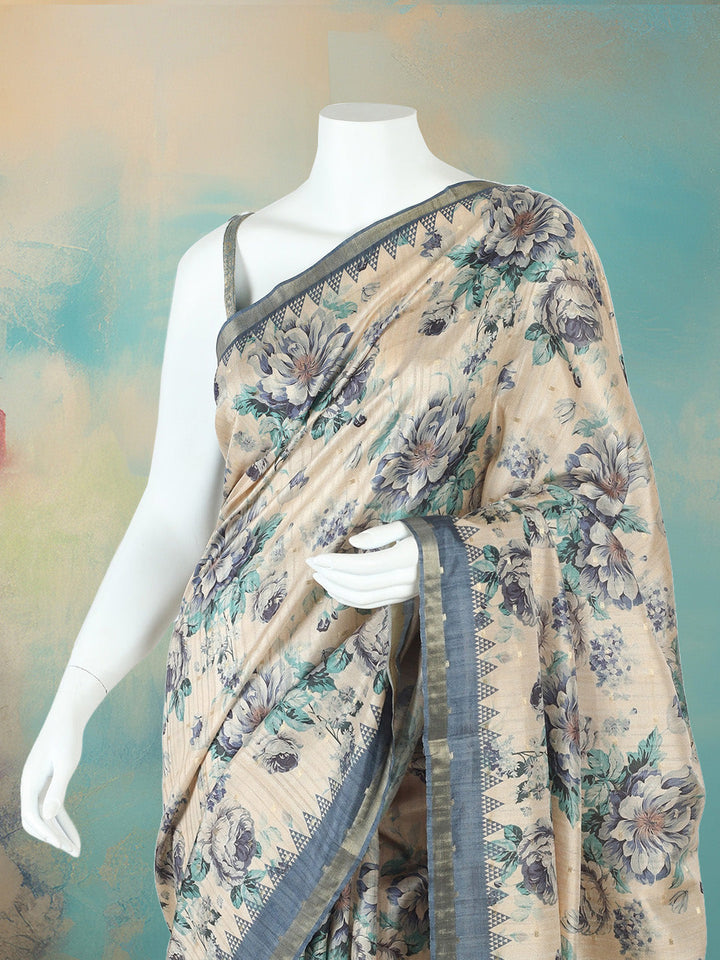 Digital Floral Printed Art Silk Saree