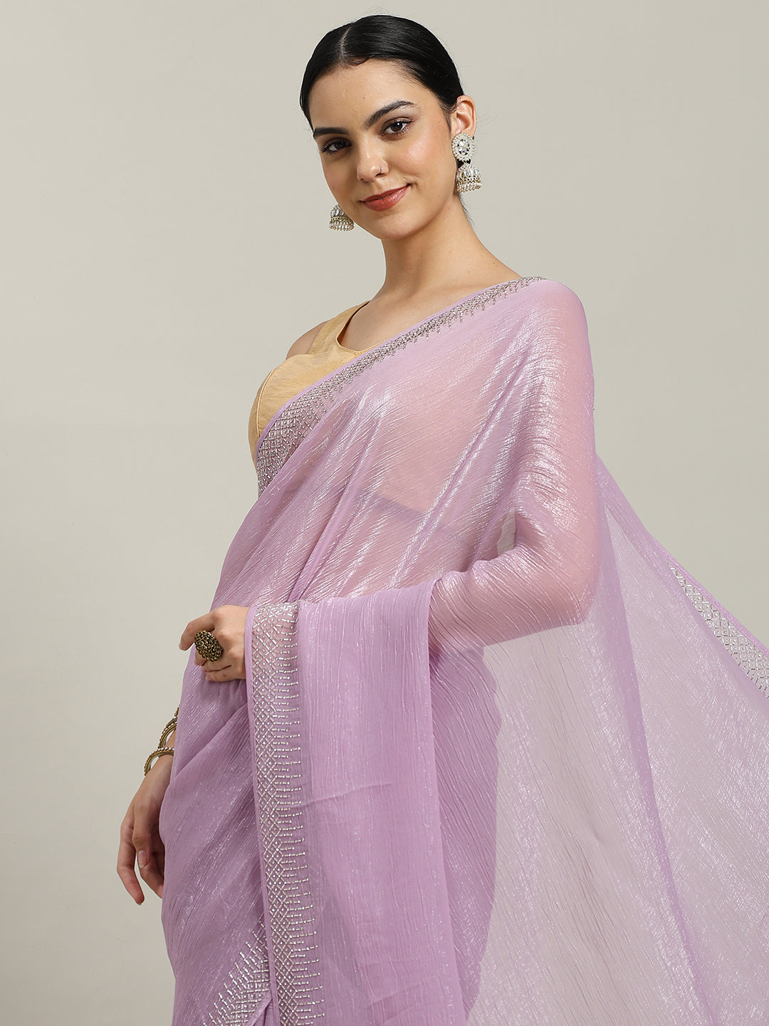 Cutdana Embroidered Chiffon Saree