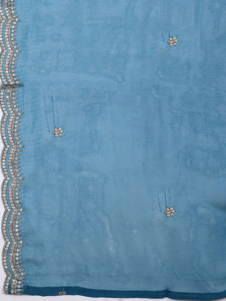 Neck Embroidered Cotton Blend Unstitched Suit With Dupatta