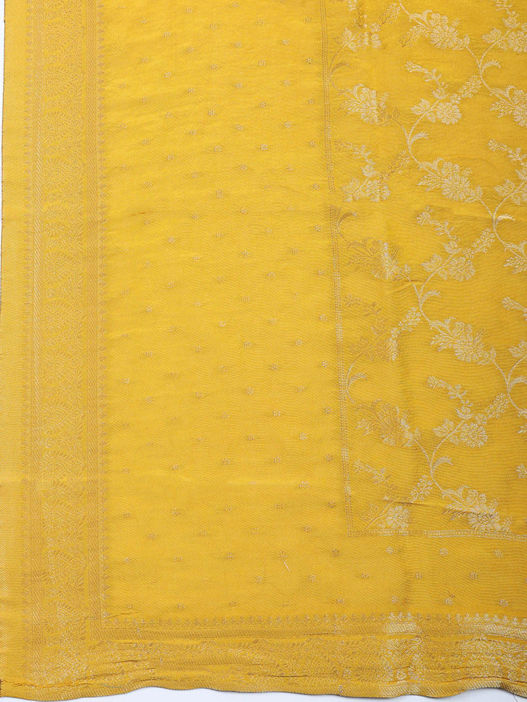Embroidered Chanderi Unstitched Suit With Pant &amp; Dupatta