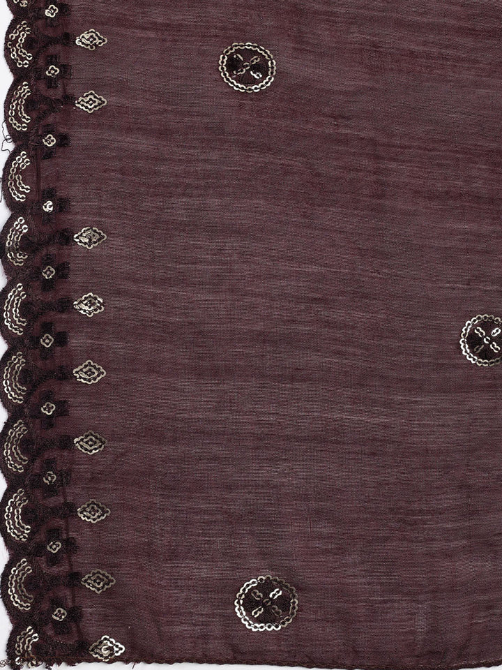 Neck Embroidered Chanderi Unstitched Suit With Dupatta