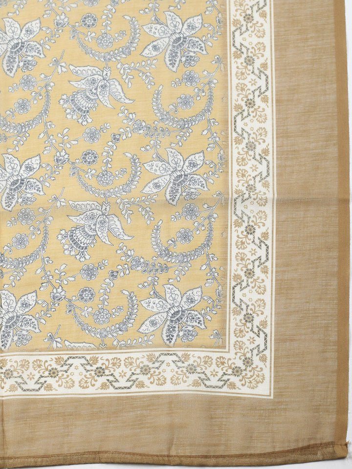 Embroidered Cotton Blend Unstitched Suit With Pant &amp; Dupatta