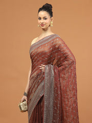 Sequence Embroidery Tissue Saree