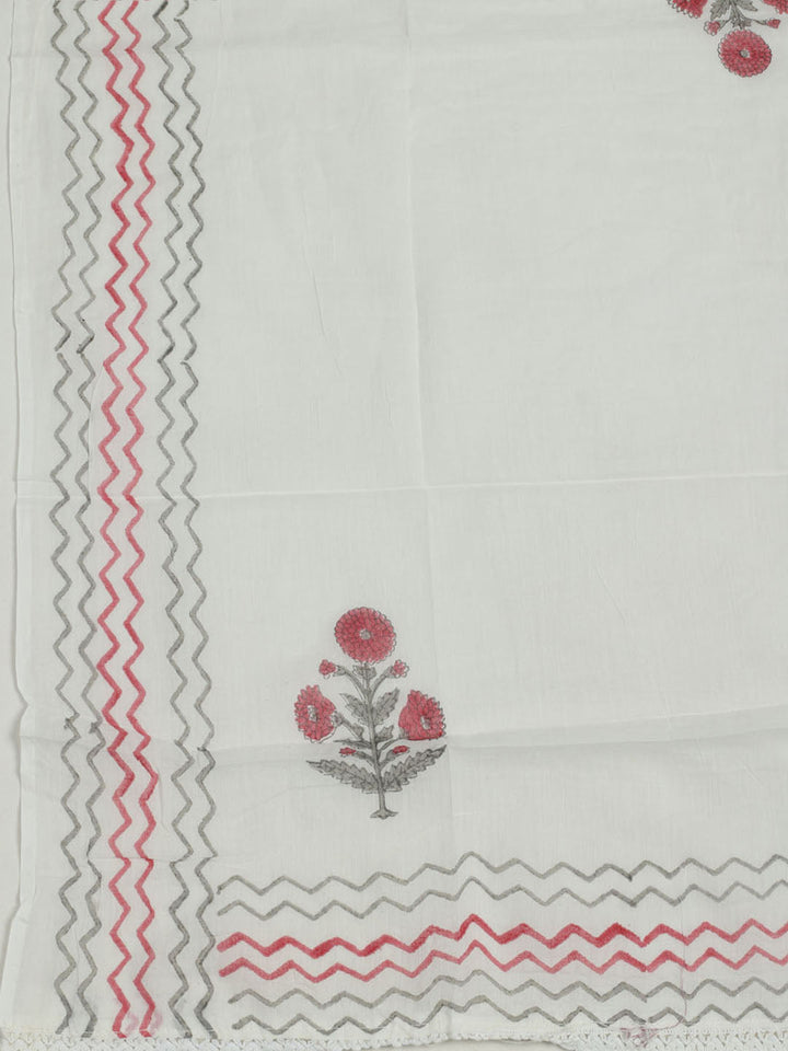 Embroidered Chanderi Unstitched Suit With Pant &amp; Dupatta