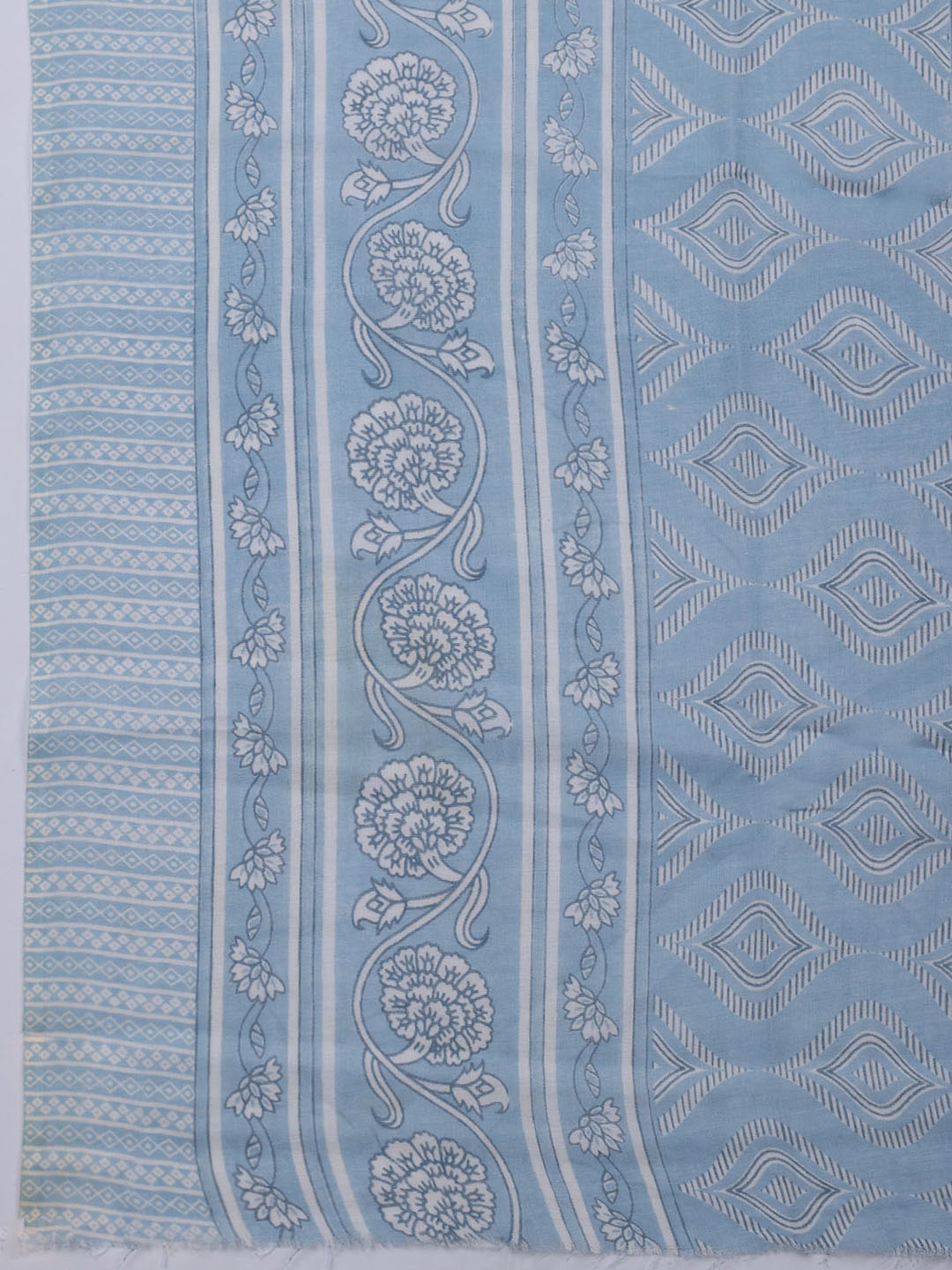 Printed Cotton Blend Unstitched Suit With Dupatta