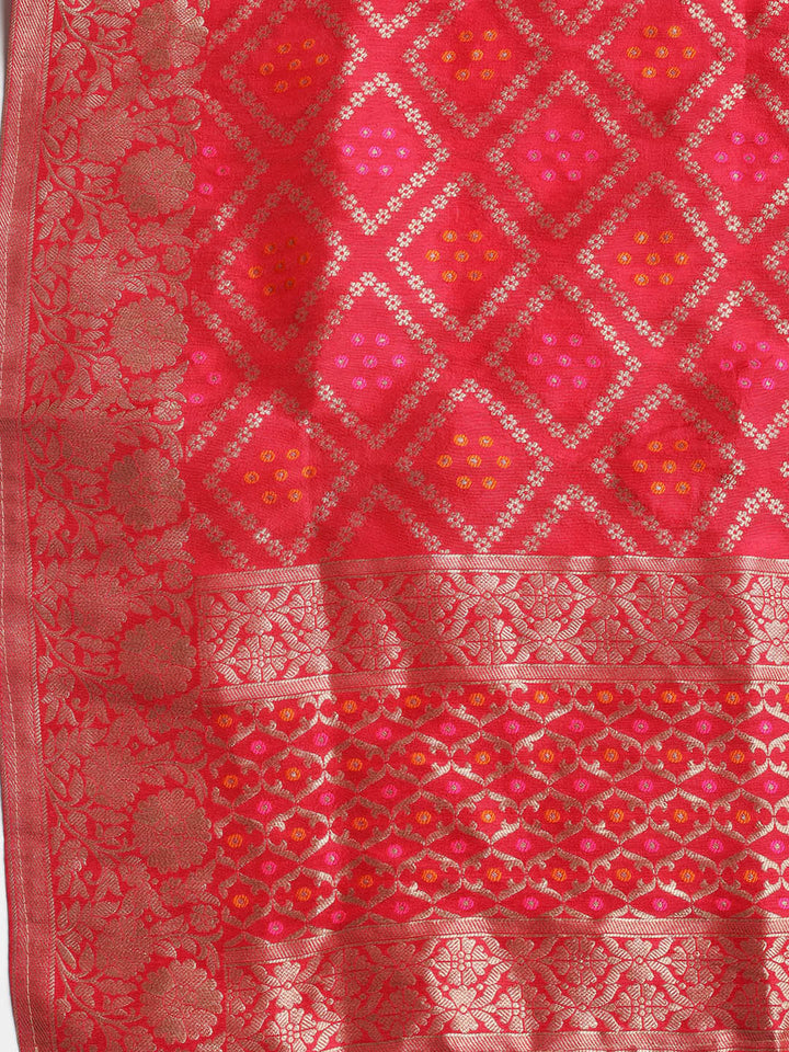 Embroidered Chanderi Unstitched Suit With Dupatta