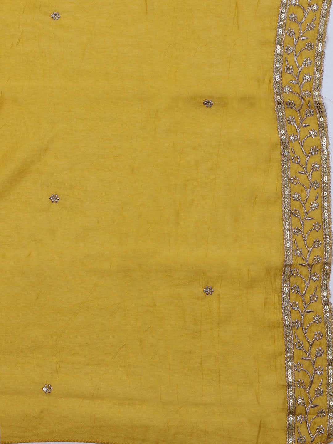 Neck Embroidered Chanderi Unstitched Suit With Dupatta