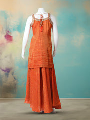 Woven Design Tissue Stitched Kurta With Sharara & Dupatta