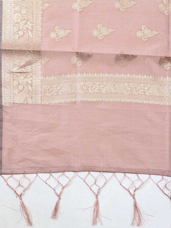 Woven Design Chanderi Unstitched Suit With Pant &amp; Dupatta