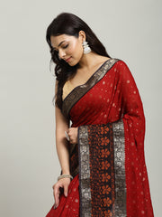Digital Printed Cotton Blend Woven Saree