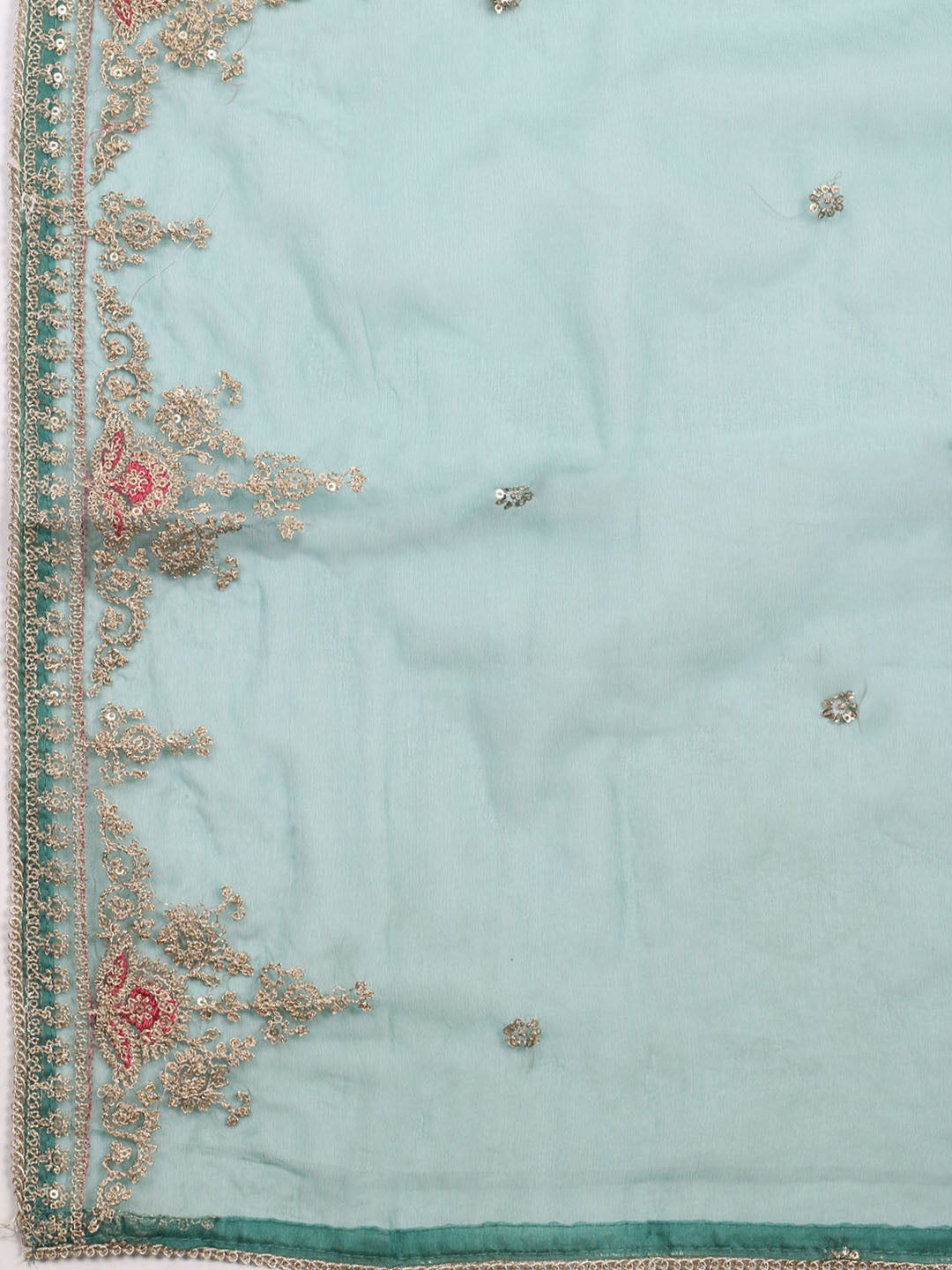 Neck Embroidered Chanderi Unstitched Suit With Dupatta