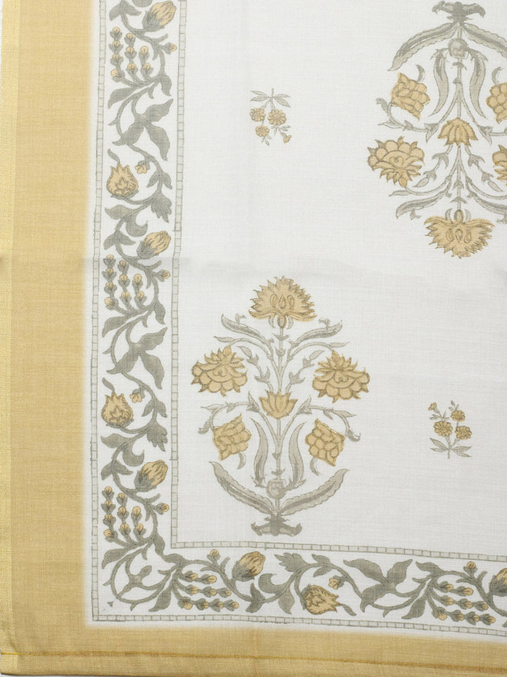 Embroidered Cotton Blend Unstitched Suit With Pant &amp; Dupatta