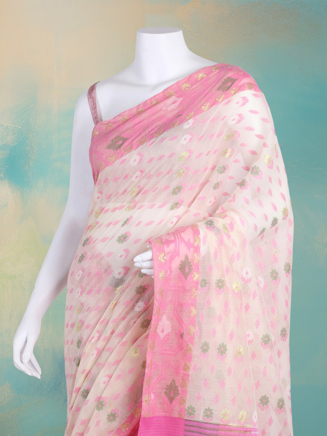 Resham Woven Design Cotton Saree